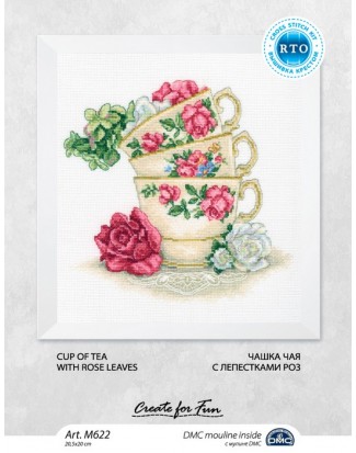Набор для вышивания М622 «Чашка чая с лепестками роз» от магазина Маленькая-иголка